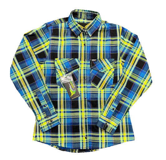 Buffalo Check - Neon & Blue Womens Flannel - Gen 2