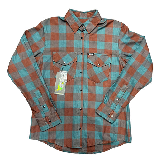 Buffalo Check - Teal & Brown Womens Flannel - Gen 2