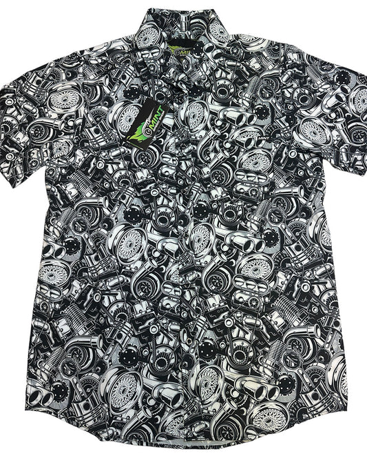 Parts Short Sleeve Button-Up Party Shirt