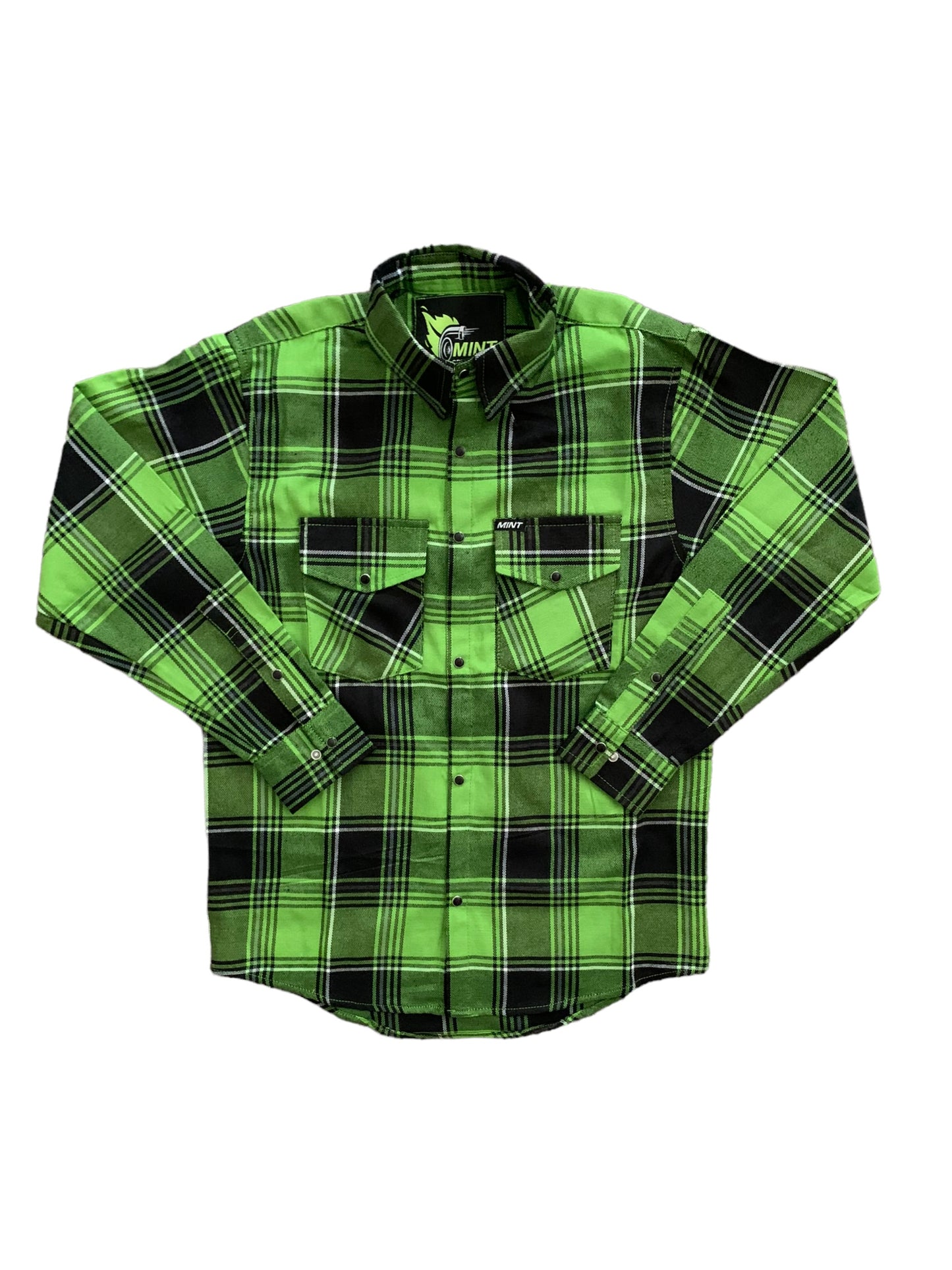 mint green plaid shirt